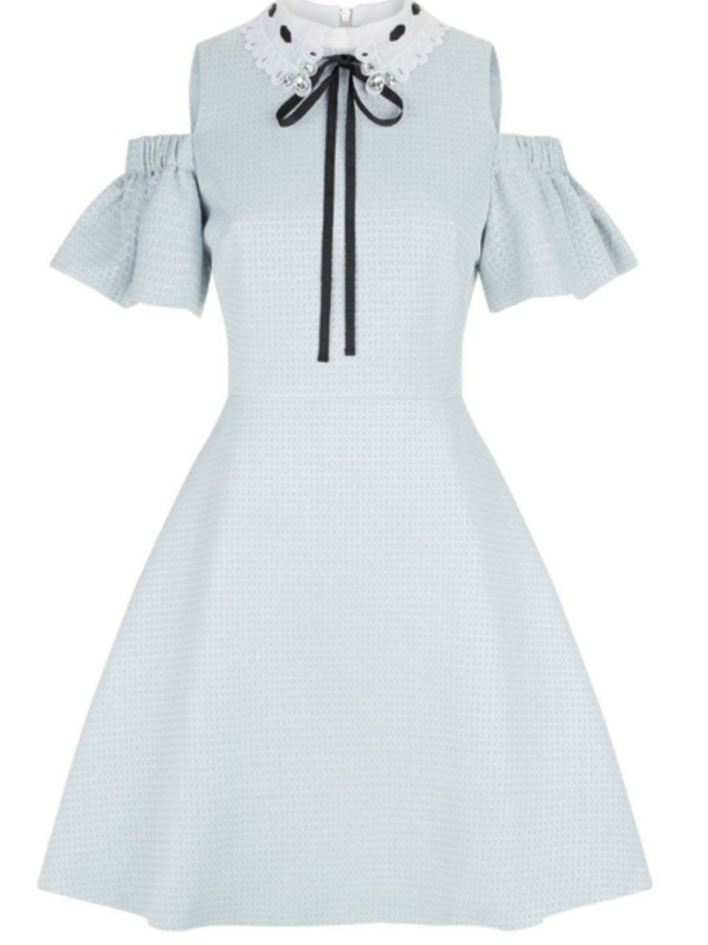 Ted Baker London Areye Cold Shoulder Dusty Blue Baby Doll Dress Women's Size 8 - Picture 4 of 8
